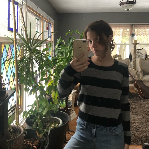 BLACK AND GRAY STRIPPED SWEATER - Picture 3 of 4